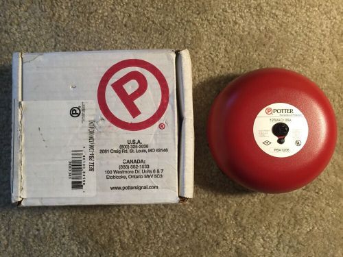 NEW Potter PBA-1206 PBA1206 Red Fire Bell 120 VAC 6 Inch .05 Amp 6&#034; 1806120