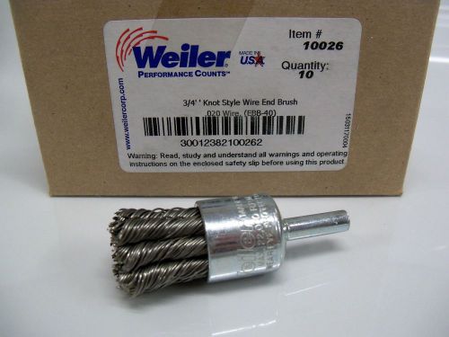 (10) Weiler 10026 3/4&#034; Knot Style Wire End Brush EBB-40 .020 Wire Box of 10 NEW