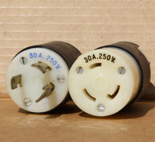 Matched set hubbell male female 30a 250v twist lock plug lot for sale