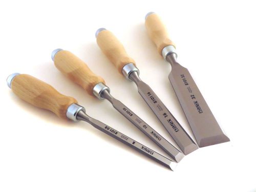 Narex 4 pc set 8 mm, 10 mm, 16 mm, 32 mm woodworking chisels beech hndls 863110 for sale