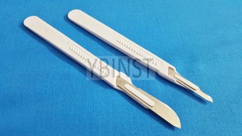 LOT OF 4 PCS DISPOSABLE STERILE SURGICAL SCALPELS #21 #15 WITH PLASTIC HANDLE
