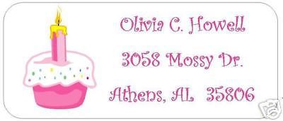 Pink Cupcake Return Address Labels