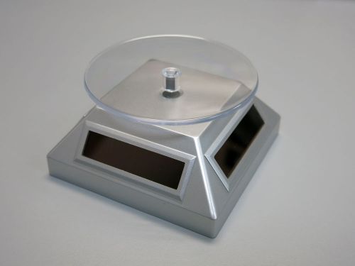 Silver Rotating Solar Powered Turntable Retail Display Stand for Jewelry Phone