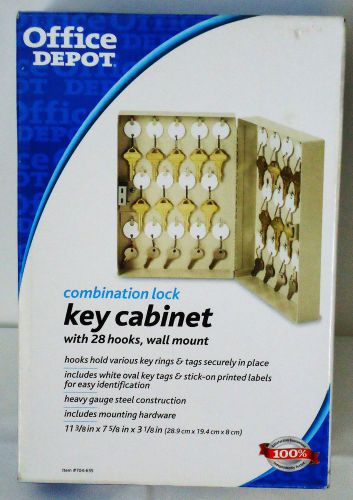 Office depot 28 hook wall mount key cabinet combination lock 704-635 nib for sale