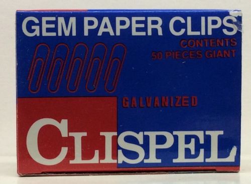Clispel GEM Galvenized paper clips 50 count box