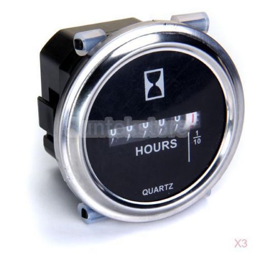 3x waterproof 6~80 v high accuracy boat car truck engine round hour meter gauge for sale