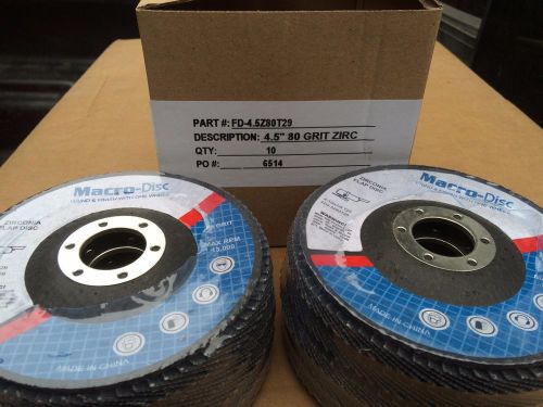 (10) TYPE T29 - 4.5 X 7/8 Premium Zirconia Flap Discs - Grinding Wheel 80 Grit
