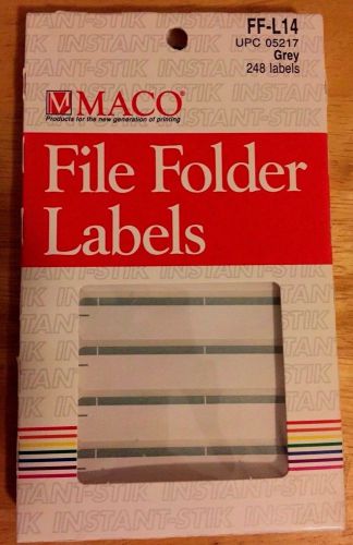 MACO Self Adhesive File Folder Labels, 05217 Grey, 248 Labels, FF-L14