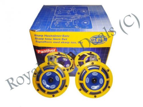 GENUINE HELLA YELLOW PANTHER HORN SET 12V (PAIR) CAR SUV BOAT TRUCK,JEEP