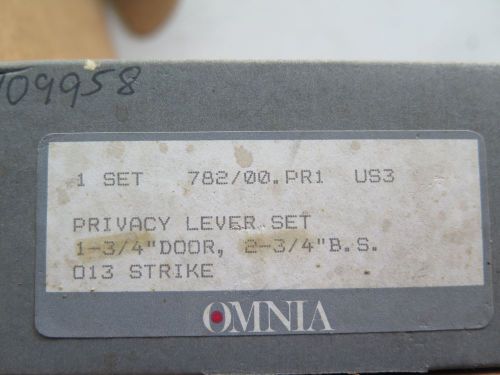 New Omnia Privacy Levers Set 782/00.PR1 US3 Polished Brass 013 Strike