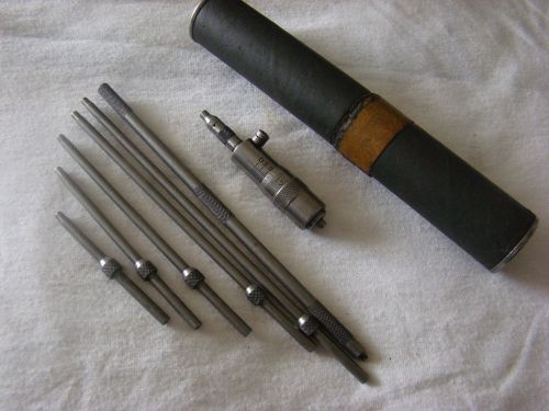 Starrett depth-micrometer with (5) rods: 3-4&#034;, 4-5&#034;, 5-6&#034;, 6-7&#034;,- 7-8&#034; for sale