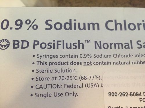 50 PosiFlush 10cc BD Pre-Filled Saline Syringe Flush 0.9% Sodium Chloride