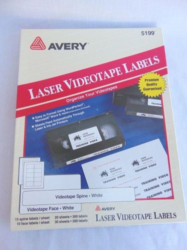 Avery 5199 Laser White Video Tape Labels 285 Spine Labels, 260 Face Labels