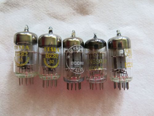 Vintage five ECC82 tubes, 2xTesla, 2xTungsram, 1xRFT