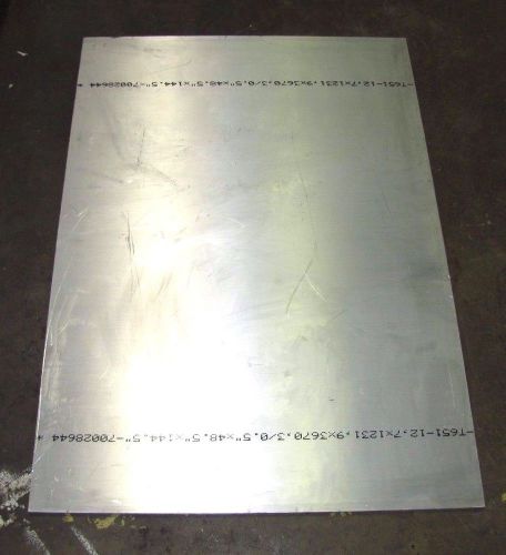 NO NAME 48 1/2/&#034; X 34 3/4&#034; X 1/2&#034; (67/128&#034;) ALUMINUM FLAT STOCK PLATE SHEET NEW