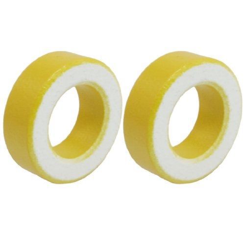 Uxcell? 2 pcs 33mm x 19mm x 11mm yellow white iron core ferrite rings toroid for sale