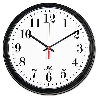 Black Quartz Contract Clock, 13-3/4&#034;, Black, Sold as 1 Each