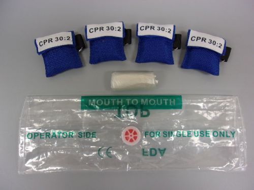 1 Blue CPR Mask Keychain with GLOVES Face Shield keychain CPR30:2
