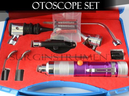 Otoscope &amp; ophthalmoscope - purple - 11 piece ent medical diagnostic set for sale