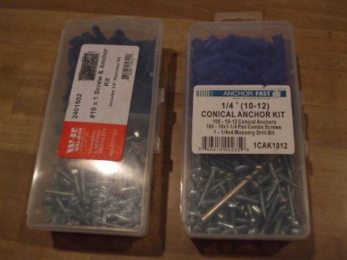 2- # 10 plastic s &amp; a  anchor kits w/ screws &amp; drill bits for sale