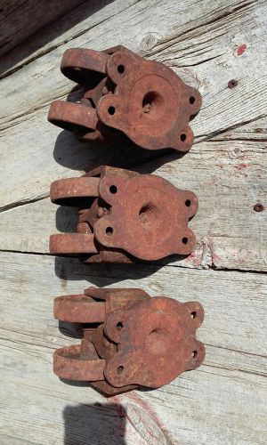 Three (3) antique cast iron industrial caster cart wheels floating &amp; swivel 3&#034; for sale