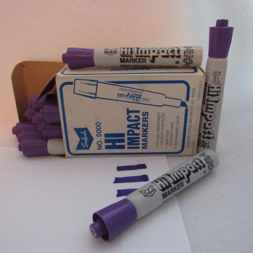 Lot of 3 vintage purple sanford&#039;s no. 5000 hi impact markers / rare style for sale
