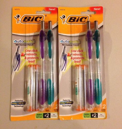Bic 2 Sets of 2 Automatic Mechanical Pencils (4 Total), 0.7mm # 2 Medium, 42570,