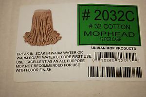 1-case of 12 / unisan #2032c white mop heads #32 cotton  (#m4110) for sale