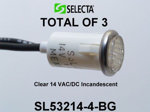 Selecta sl53214-4-bg incandescent light  flush clear lens 14 v ac or dc qty 3 for sale