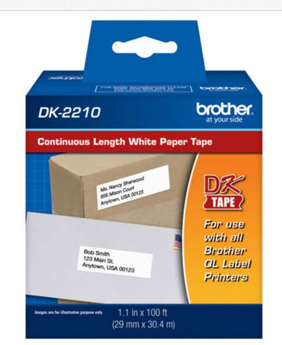 Brother DK-2210 Continuous Length Paper Label Roll 1-1/7&#034; Wide Mint (4 pkgs)