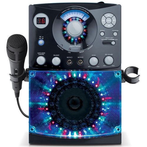 New singing machine sml-385 top loading karaoke system w/sound and disco light for sale