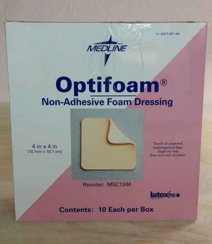 Medline Optifoam Non-Adhesive Foam Dressing 4 x 4  10 pieces #MSC1244 (1 Box)