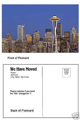 25 United States Seattle Washington Moving Change of Address Postcard 5X4