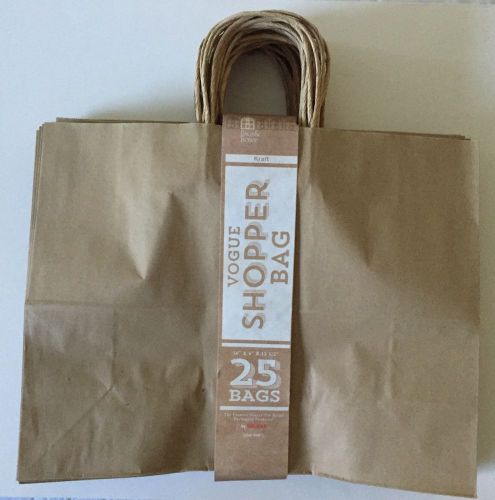 (25) Kraft Paper Retail Gift Shopper Vogue Bags 16X6X12.5&#034; FREE Ship! LAST ONE!