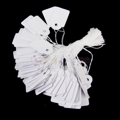 500pcs White Pre-Strung Price Tags String Tickets Pricing Tie Jewelry Label
