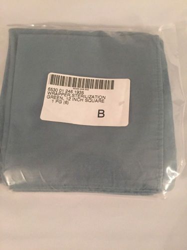 NEW PACK OF 6 Military Green Cloth Sterilization Wrappers 12&#034; Square
