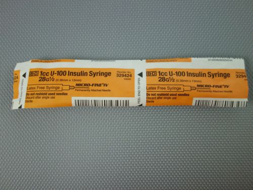 B-D 10 Pack - 1ml / 1cc  U-100 Syringe Micro-Fine 28 g X 1/2 Inch 329424