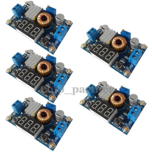 5pcs 5A Adjustable Power DC-DC Step-down Charge Module LED Driver With Voltmeter