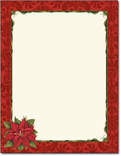 Great Papers! Poinsettia Damask Holiday Stationery - 80 Sheets