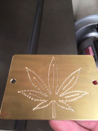 Medium pot leaf marajuana solid brass engraving plate for new hermes font tray for sale