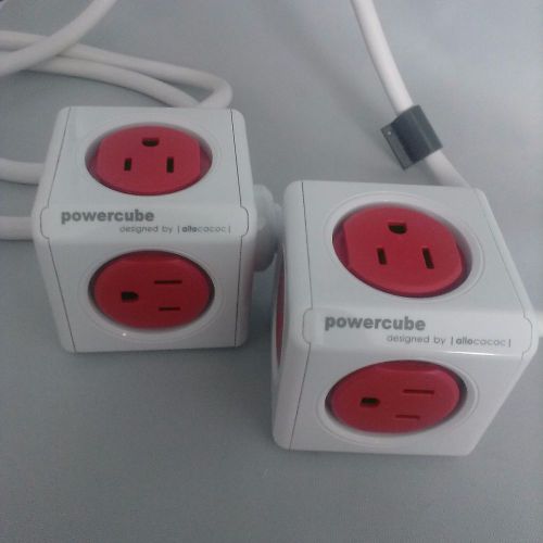 Two PowerCube Extended, 5 Outlet Adapter and Surge Protector 5ft Extension Cord
