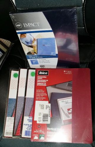 5pk Presentation Covers GBC Ibico Clear Burgundy Blue Slate COMB Sprial Binding