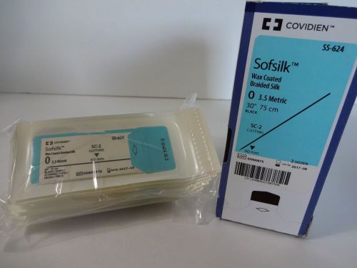 SOFSILK Silk Suture Cutting Size 0 Black 30&#034; Needle SC-2 Straight SS-624 (x17)