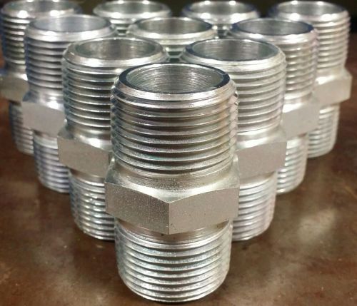 Hydraulic adapter fitting 3/4&#034; npt x 3/8&#034; npt nipple union 10 pieces -12 x -06 for sale