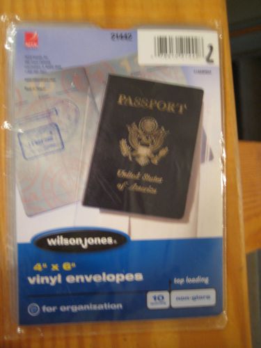 Wilson Jones Vinyl 4&#034;x6&#034; passport/document envelopes, 10-pack, new
