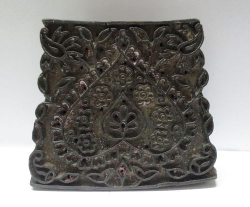 WOODEN HAND CARVED TEXTILE TJAP PRINTER FABRIC BLOCK STAMP VINTAGE DESIGN 06