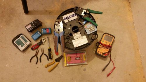 Misc lot of hand tools multimeter cable tester multimeter and ideal crimp tool for sale