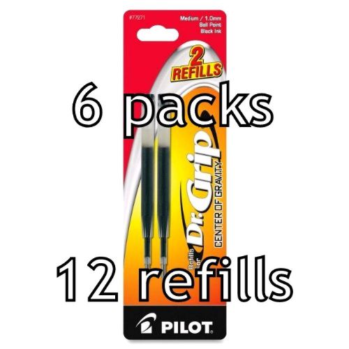 Value Pack of 6 - Pilot Dr. Grip Center of Gravity Ballpoint Ink Refill Total *