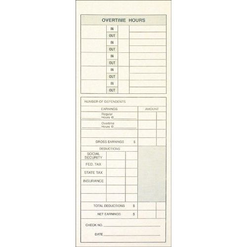 3.4 x 9 2-Sided Time Cards, Manila, 200 Count (9791-200)
