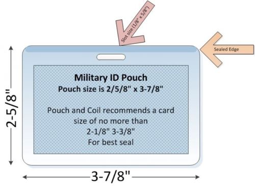Military ID laminating pouch, 2-5/8&#034; x 3-7/8&#034; 5 MIL school travel ID golf